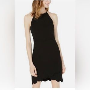 Halter cocktail dress with scalloped bottom